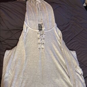 Aerie Gray Lace-Up Hoodie